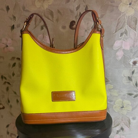 Dooney & Bourke, Small Leather Pebble Grain Hobo - Bright Yellow - Picture 4 of 16